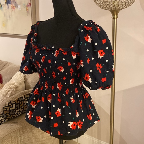 Kate Spade Whimsy Floral Puff Sleeve Top size small - Picture 6 of 10